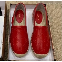 New Style Gucci Signature GG Leather Espadrilles G81535 Red 2020