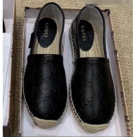 Best Price Gucci Signature GG Leather Espadrilles G81535 Black 2020