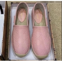 New Stylish Gucci Signature GG Leather Espadrilles G81535 Pink 2020