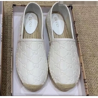 Fashion Gucci Signature GG Leather Espadrilles G81535 White 2020