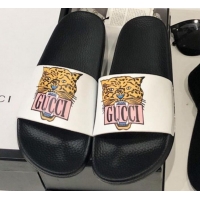 New Design Gucci Tiger Logo Flat Slide Sandals Gold G82166