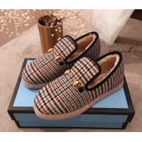  Top Grade Gucci Check/Houndstooth Wool Lining Flat Horsebit Loafers 575850