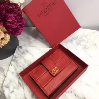 Top Grade VALENTINO Origianl leather Card Holder V023 Red