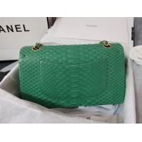 Famous Brand Chanel 2.55 Series Flap Bag Original Snake Leather AP1112 Green Gold