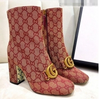 Fashion Gucci GG High-Heel Short Ankle Boot with Double G 524658 Red