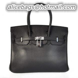 Hermes Birkin 25CM Tote Bags Togo Leather Black Silver