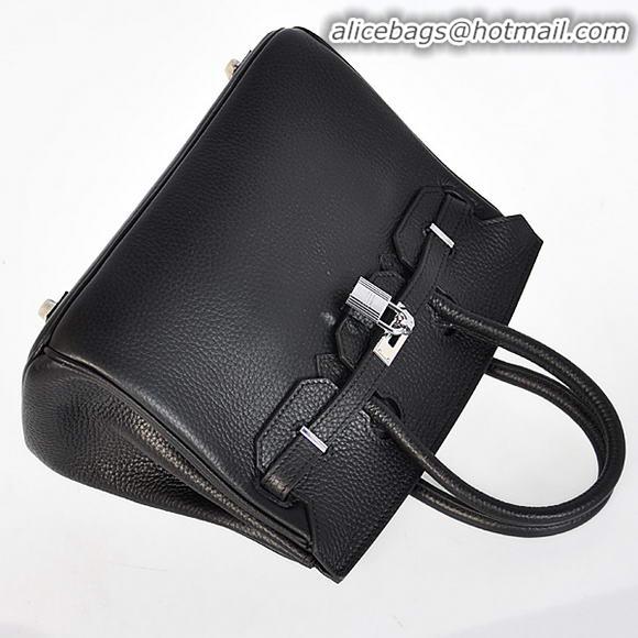 Hermes Birkin 25CM Tote Bags Togo Leather Black Silver