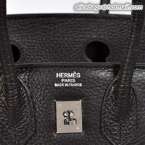 Hermes Birkin 25CM Tote Bags Togo Leather Black Silver