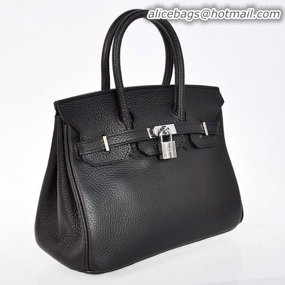 Hermes Birkin 25CM Tote Bags Togo Leather Black Silver