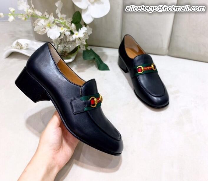 Classic Gucci Lambskin Horsebit Loafer with Web G90244 Black