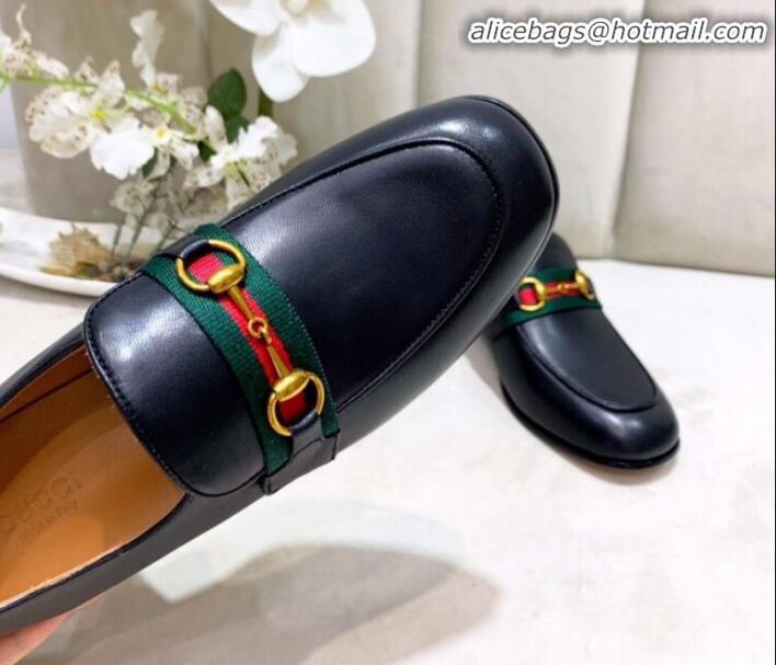 Classic Gucci Lambskin Horsebit Loafer with Web G90244 Black