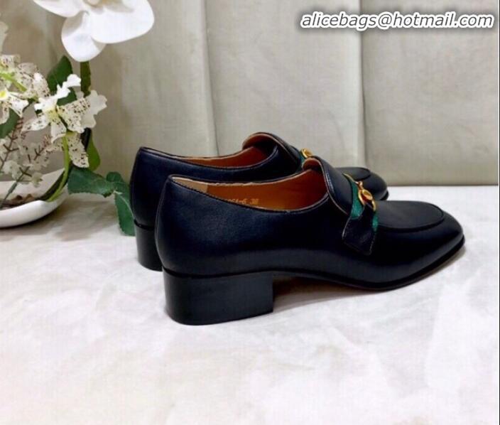 Classic Gucci Lambskin Horsebit Loafer with Web G90244 Black