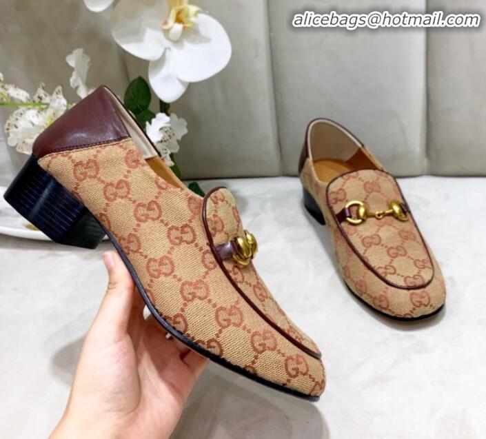 Good Quality GG Velvet Horsebit Loafer G90244 Beige