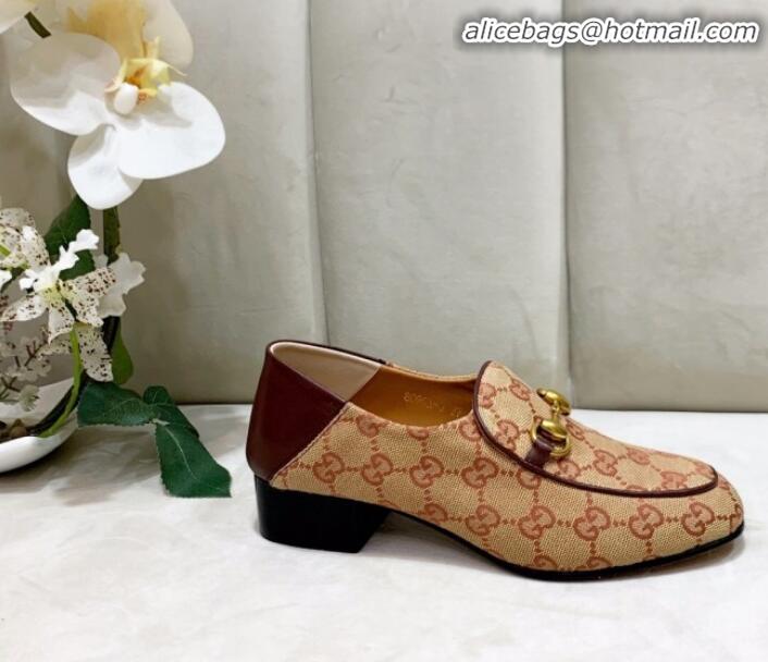 Good Quality GG Velvet Horsebit Loafer G90244 Beige