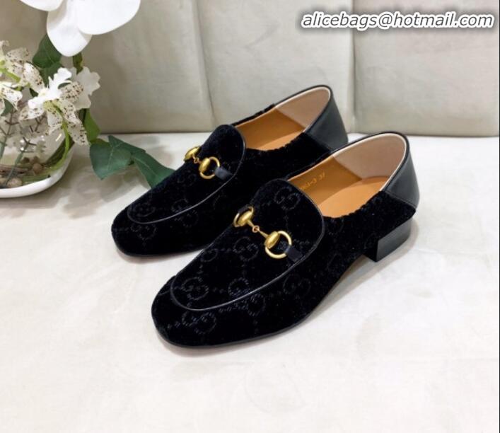 Good Product Gucci GG Velvet Horsebit Loafer G90244 Black