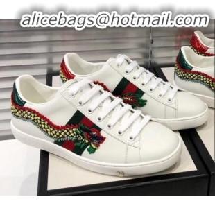 Best Price Gucci Ace Sneakers with Dragon Patch G90343 White