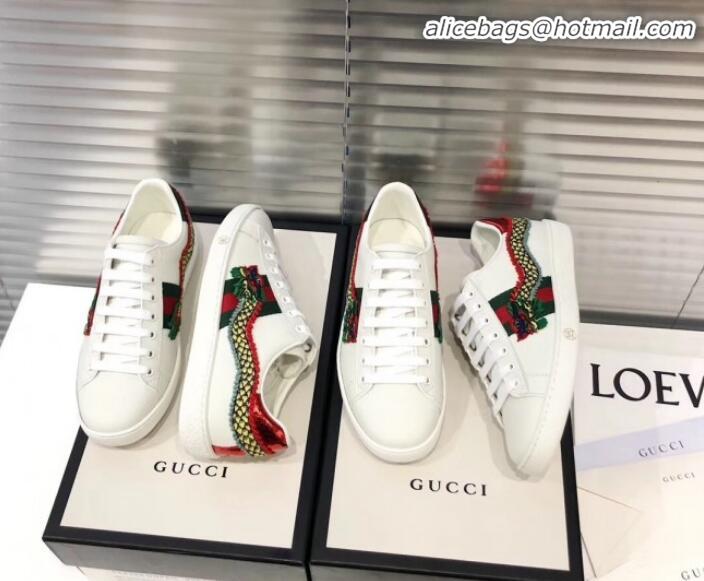 Best Price Gucci Ace Sneakers with Dragon Patch G90343 White