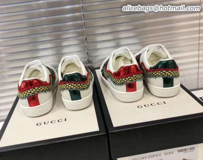 Best Price Gucci Ace Sneakers with Dragon Patch G90343 White