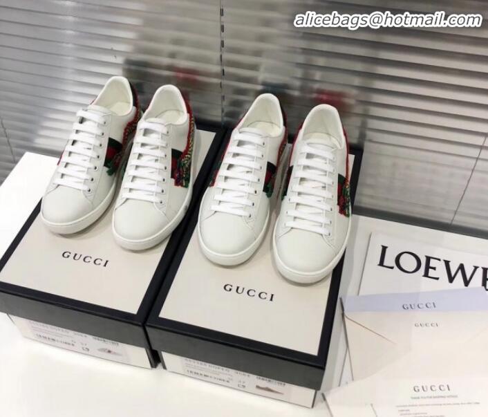 Best Price Gucci Ace Sneakers with Dragon Patch G90343 White