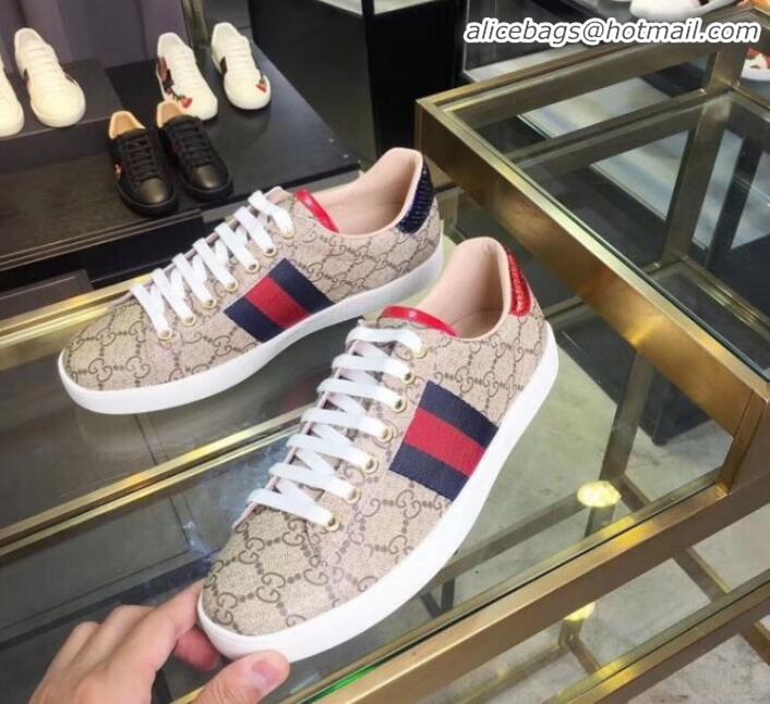 Best Price Gucci Ace GG Calfskin and Snakeskin Back Sneakers G90962