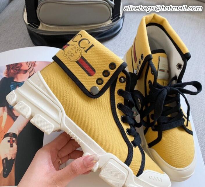 Low Price Gucci Canvas Foldover Boots Yellow G91128