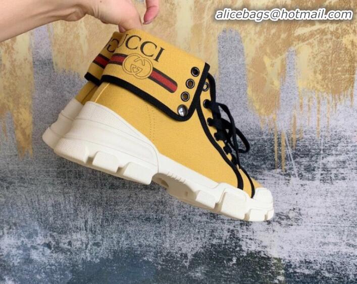 Low Price Gucci Canvas Foldover Boots Yellow G91128