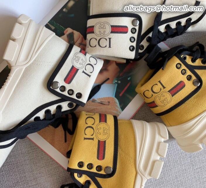 Low Price Gucci Canvas Foldover Boots Yellow G91128