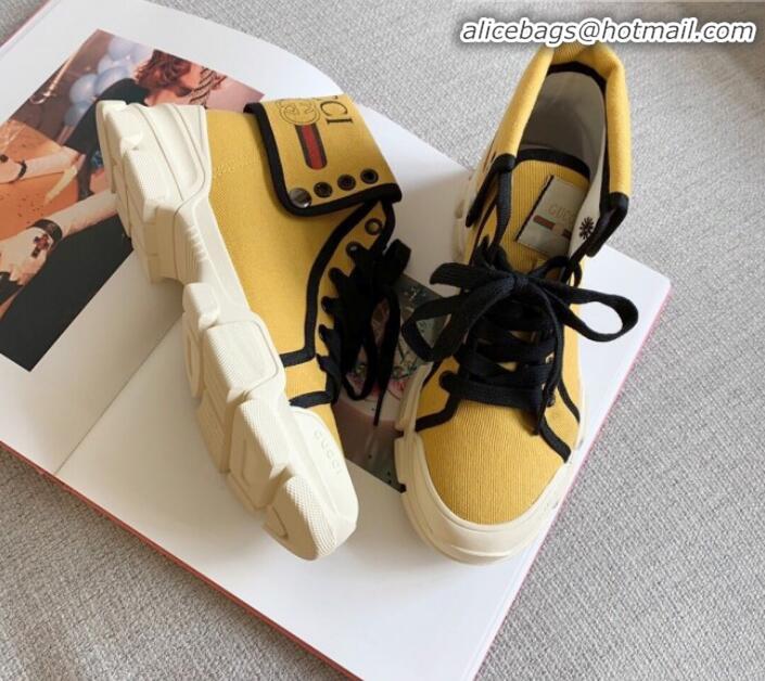 Low Price Gucci Canvas Foldover Boots Yellow G91128