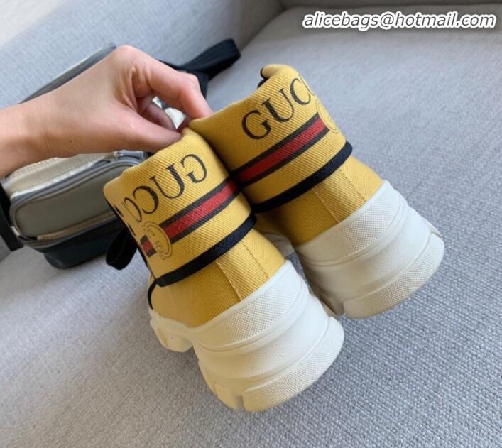 Low Price Gucci Canvas Foldover Boots Yellow G91128