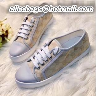 Good Product Gucci GG Canvas and Calfskin Low-top Sneakers G01045 Beige