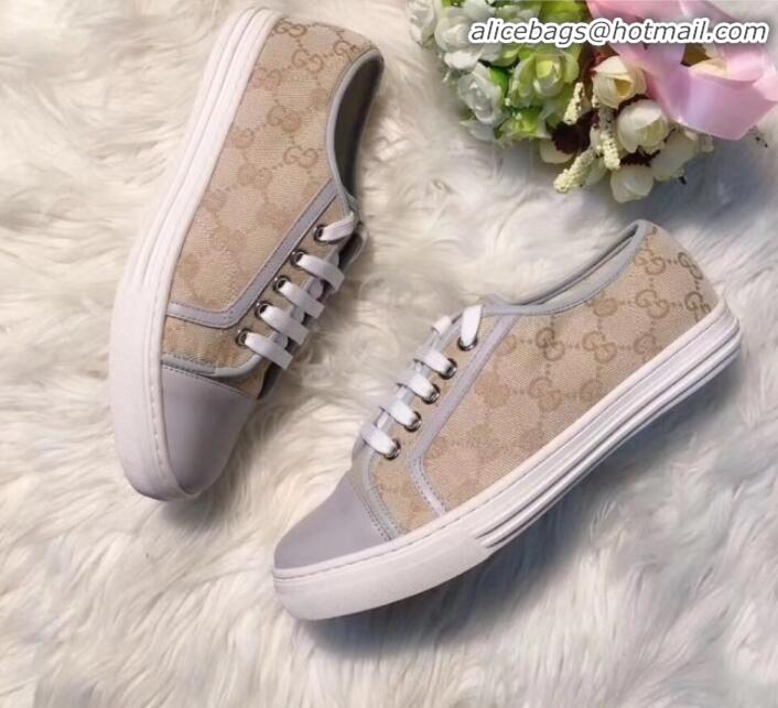 Good Product Gucci GG Canvas and Calfskin Low-top Sneakers G01045 Beige