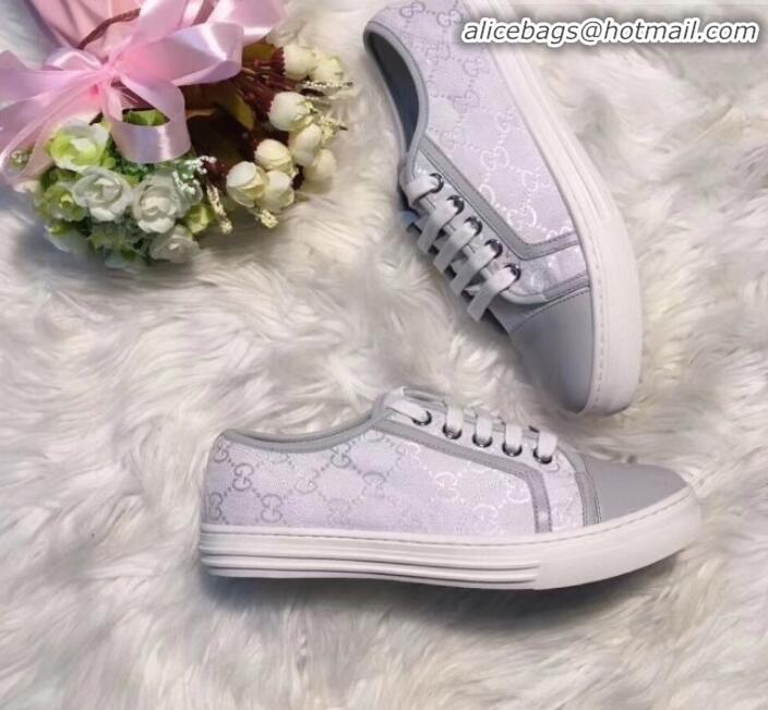 Fashion Gucci GG Canvas and Calfskin Low-top Sneakers G01045 Grey