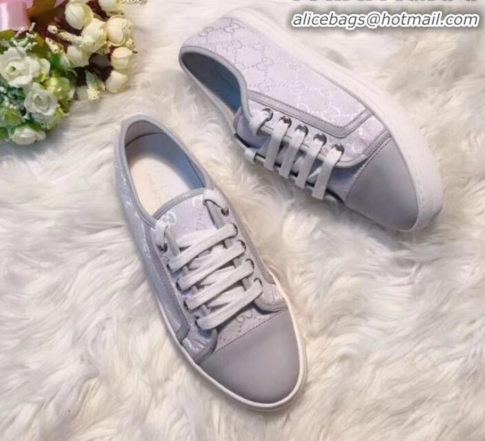 Fashion Gucci GG Canvas and Calfskin Low-top Sneakers G01045 Grey