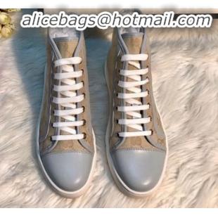 Good Quality Gucci GG Canvas and Calfskin High-top Sneakers G01048 Beige