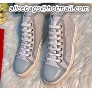 Good Looking Gucci GG Canvas and Calfskin High-top Sneakers G01048 Grey