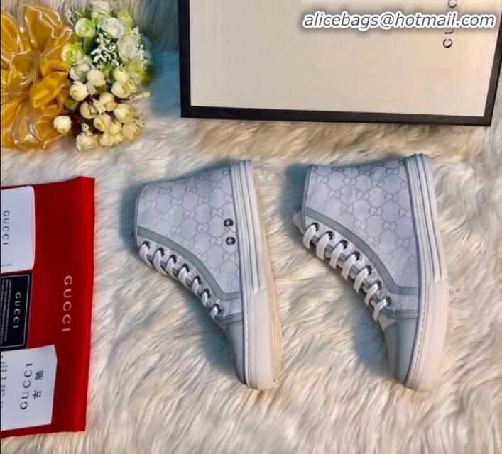 Good Looking Gucci GG Canvas and Calfskin High-top Sneakers G01048 Grey