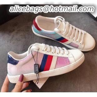 Popular Style Gucci GG Canvas and Calfskin High-top Sneakers G01509 Pink