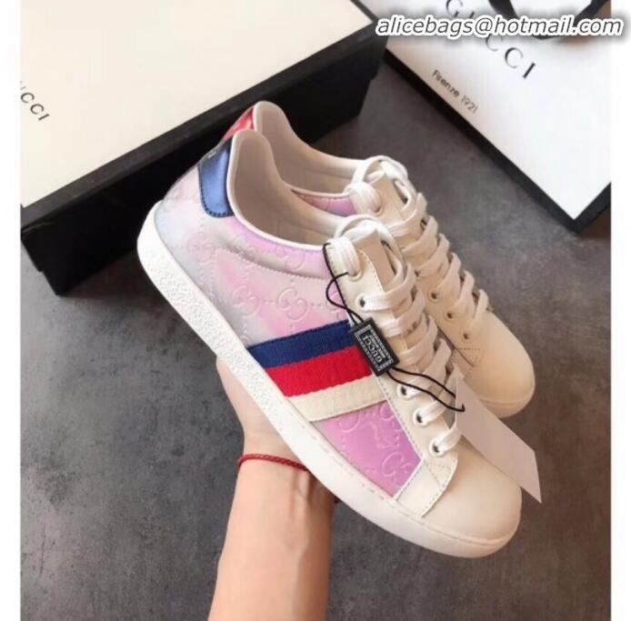 Popular Style Gucci GG Canvas and Calfskin High-top Sneakers G01509 Pink