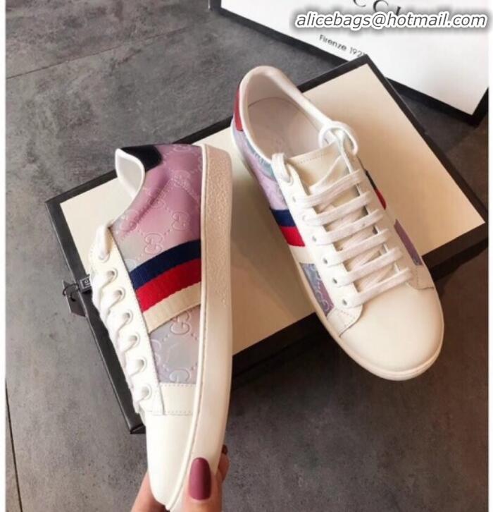 Popular Style Gucci GG Canvas and Calfskin High-top Sneakers G01509 Pink