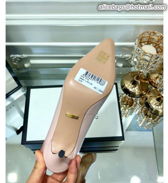 Low Cost Gucci Zumi G Horsebit Mid-heel Leather Pump 596860 Light Pink