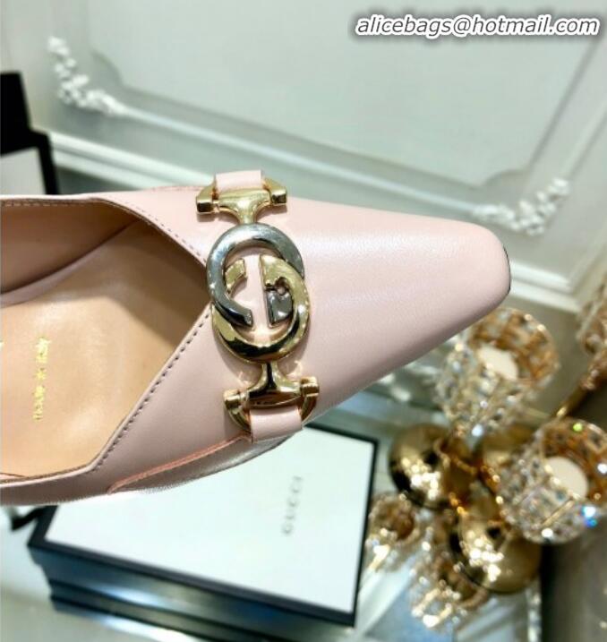 Low Cost Gucci Zumi G Horsebit Mid-heel Leather Pump 596860 Light Pink