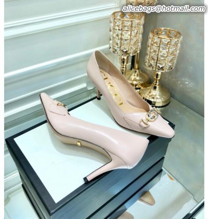 Low Cost Gucci Zumi G Horsebit Mid-heel Leather Pump 596860 Light Pink