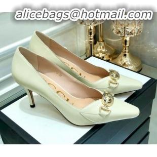 Good Taste Gucci Zumi G Horsebit Mid-heel Leather Pump 596860 White