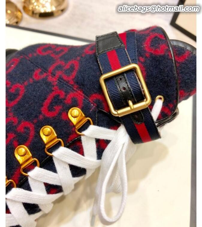 Top Quality Gucci GG Wool Ankle Short Boot 578585 Blue/Red/White