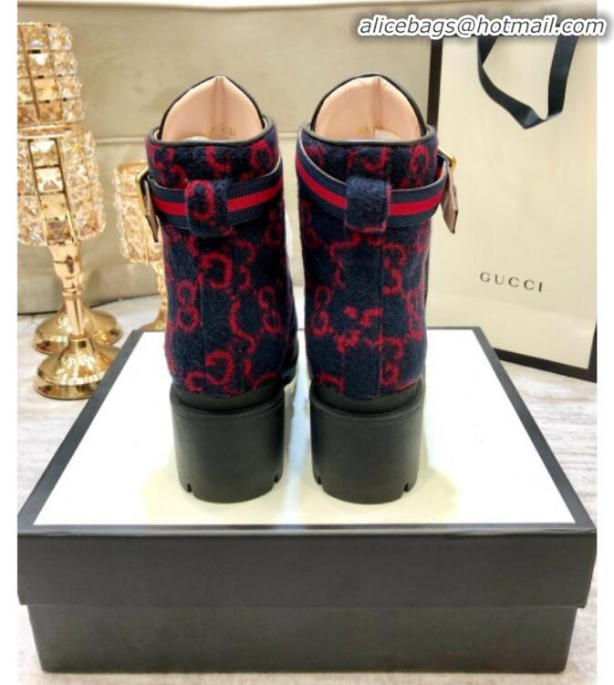 Top Quality Gucci GG Wool Ankle Short Boot 578585 Blue/Red/White