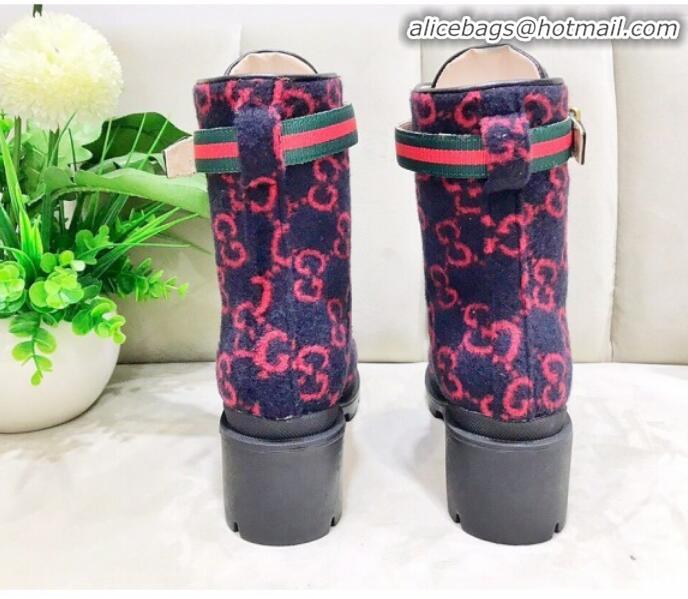 Good Product Gucci GG Wool Ankle Short Boot 578585 Blue/Red/Black