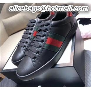 Best Price Gucci Ace Sneaker with Real Snake Leatehr Back And Green/Red Web G03182 Black