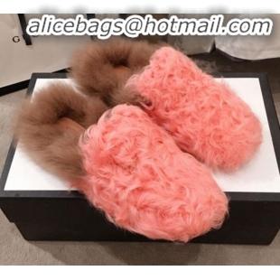 Trendy Design Gucci Curly Wool Fur Flat Slippers G12020 Pink