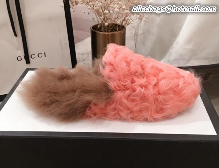 Trendy Design Gucci Curly Wool Fur Flat Slippers G12020 Pink