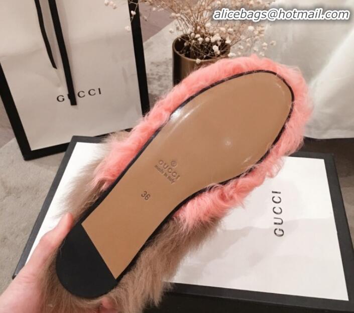 Trendy Design Gucci Curly Wool Fur Flat Slippers G12020 Pink